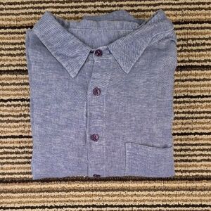 ESBY Apparel Austin TX Blue Grey Twill Cotton Linen XL Mens Long Sleeve Shirt‎
